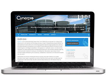 Cynerpro uit Temse informeert haar klanten met informatieve productcatalogus website - Screenshot cynerpro.be